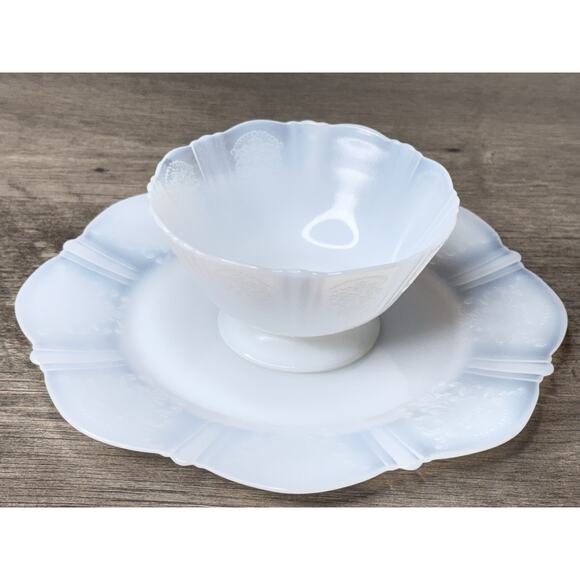 VTG MacBeth-Evans American Sweetheart Monax Cereal Plate & Sherbet Dish White - Picture 6 of 10